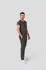 925 Haki Yeşil Likralı Viscon Kumaş Takım