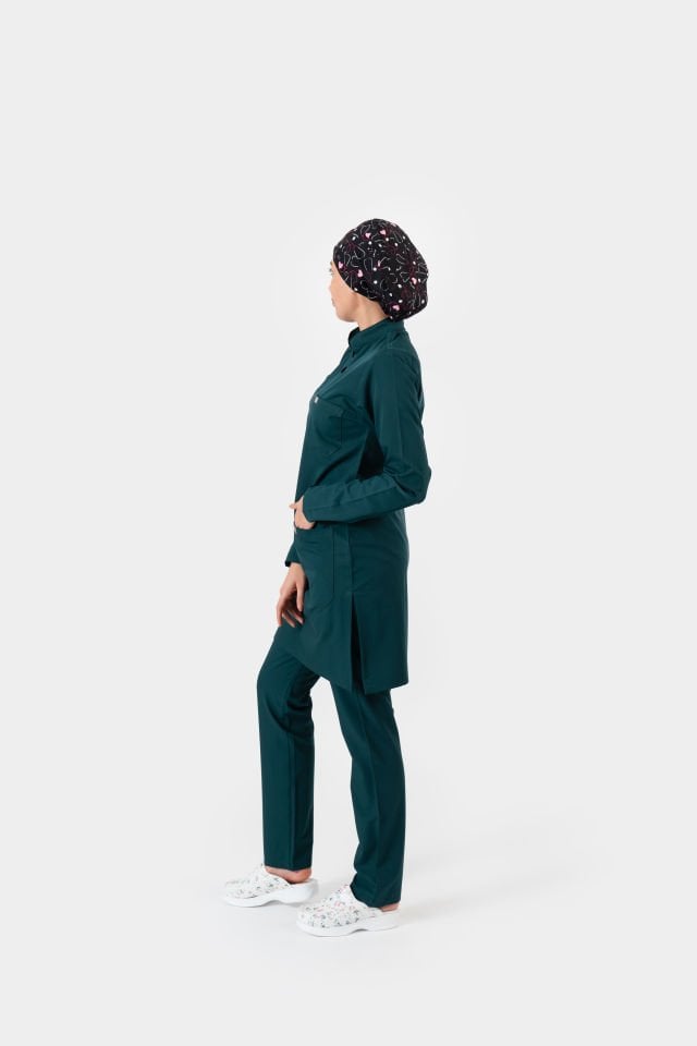 802 Koyu Yeşil Tesettür Model Takım