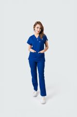 925 Saks Mavisi Likralı Viscon Takım