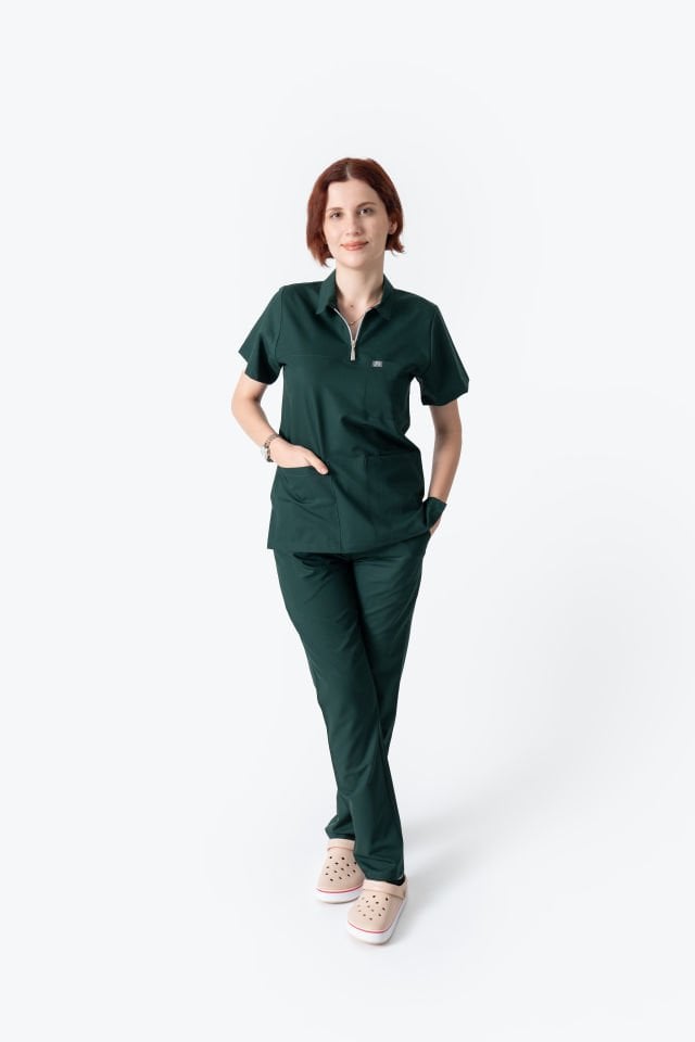 960 Koyu Yeşil Polo Yaka Fermuarlı Takım