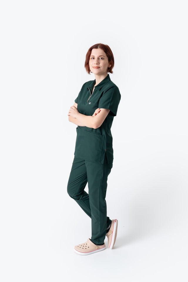 960 Koyu Yeşil Polo Yaka Fermuarlı Takım