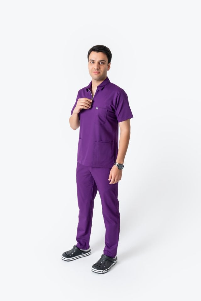 960  Mor Polo Yaka Fermuarlı Takım