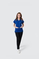 925 Saks Mavisi Likralı Viscon Tek Üst