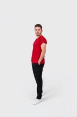 925 Kırmızı Likralı Viscon Erkek Tek Üst