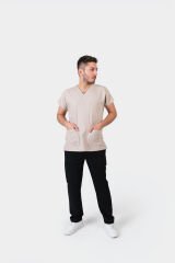 925 Bej Rengi Likralı Viscon Tek Üst