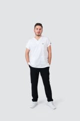 925 Beyaz Likralı Erkek Tek Üst