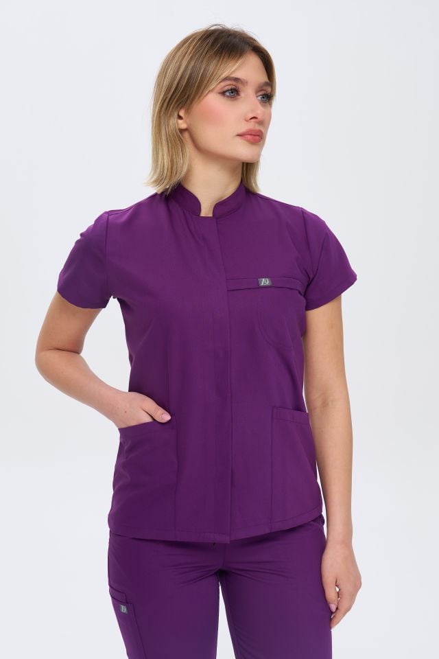 930 Mor Gizli Çıtçıtlı Likralı Viscon Tek Üst