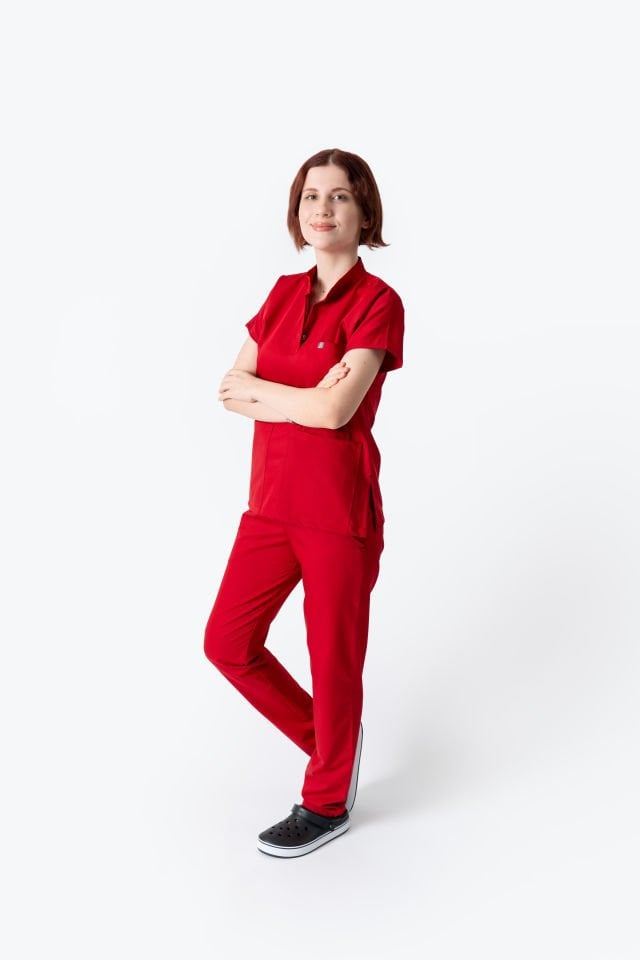 940 Kırmızı Hakim Yaka Gizli Çıtçıtlı Takım