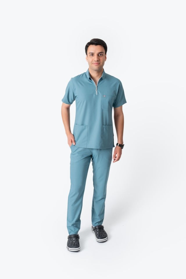 960 Antrasit Mavi Polo Yaka Fermuarlı Takım