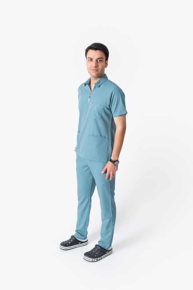 960 Antrasit Mavi Polo Yaka Fermuarlı Takım