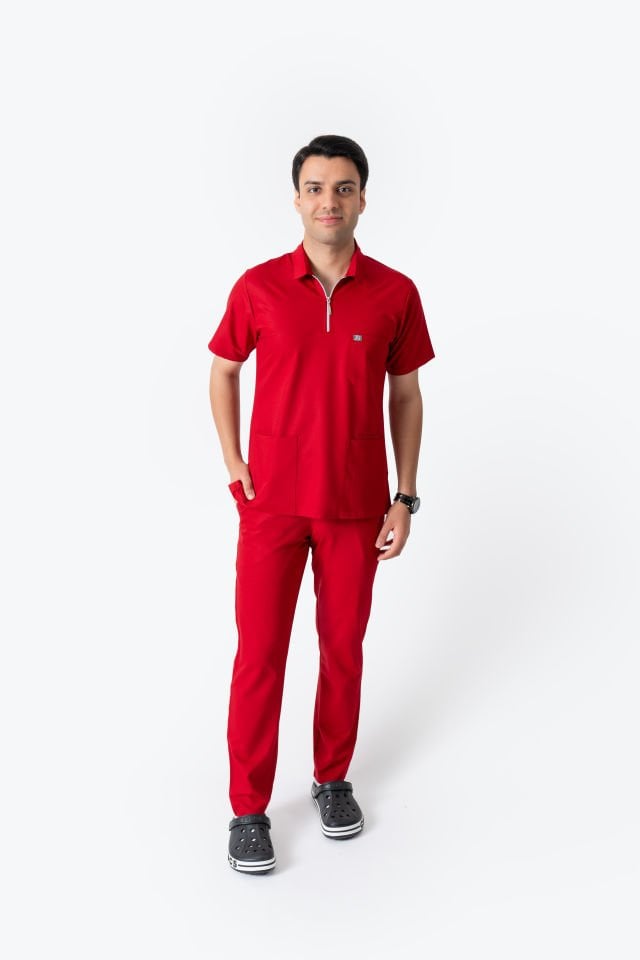 960 Kırmızı Polo Yaka Fermuarlı Takım