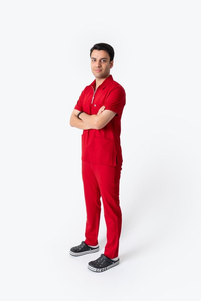 960 Kırmızı Polo Yaka Fermuarlı Takım