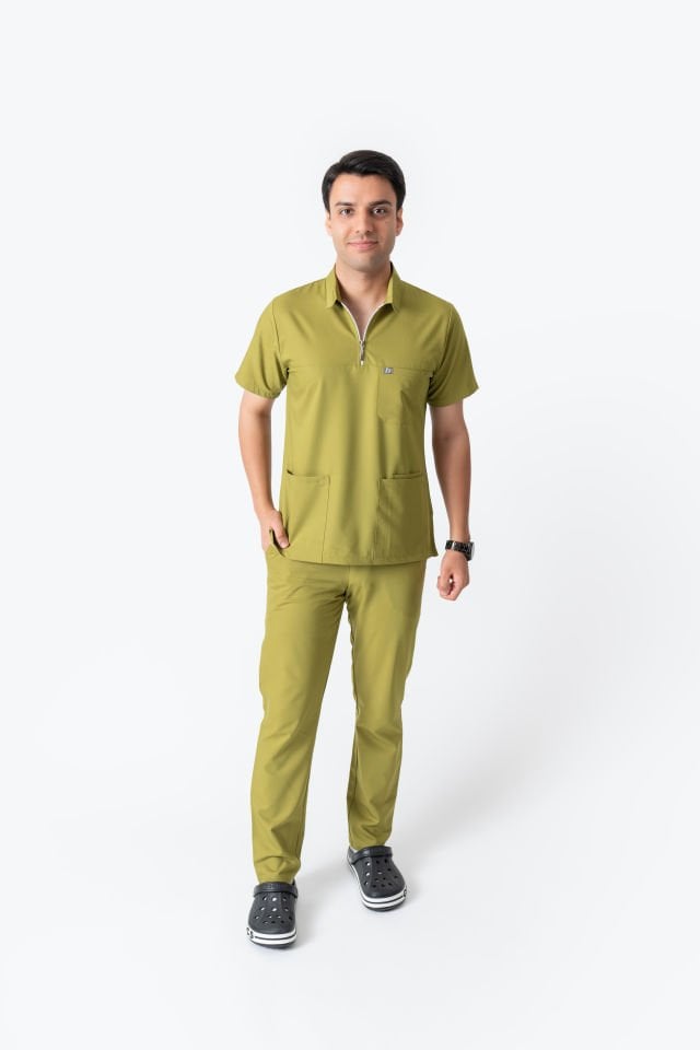 960 Yağ Yeşili Polo Yaka Fermuarlı Takım