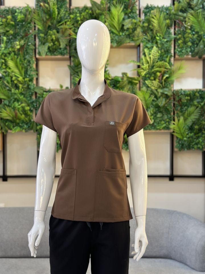 940 Kahverengi Hakim Yaka Gizli Çıtçıtlı Tek Üst