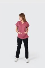 925 Gül Kurusu Likralı Viscon Tek Üst