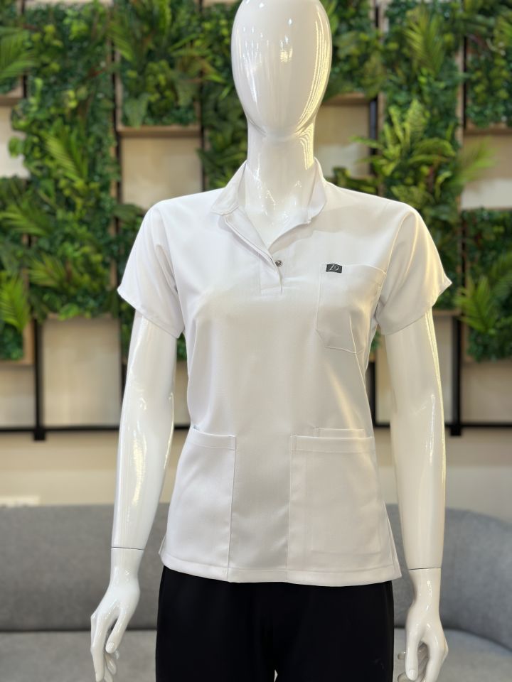 940 Beyaz Hakim Yaka Gizli Çıtçıtlı Tek Üst