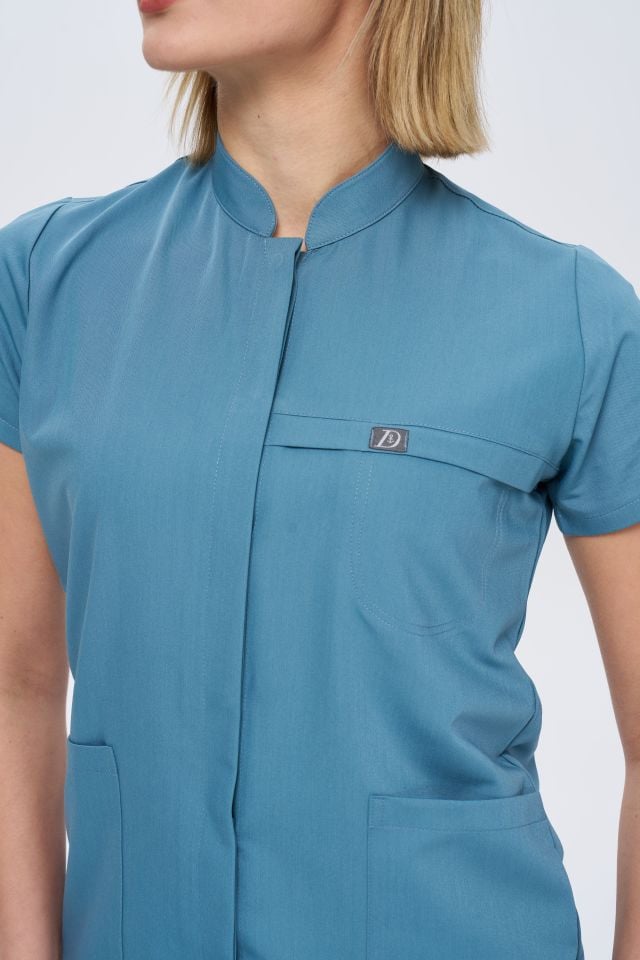 930 Açık Mavi Gizli Çıtçıtlı Likralı Viscon Takım(Pantolon Kargo Cep)