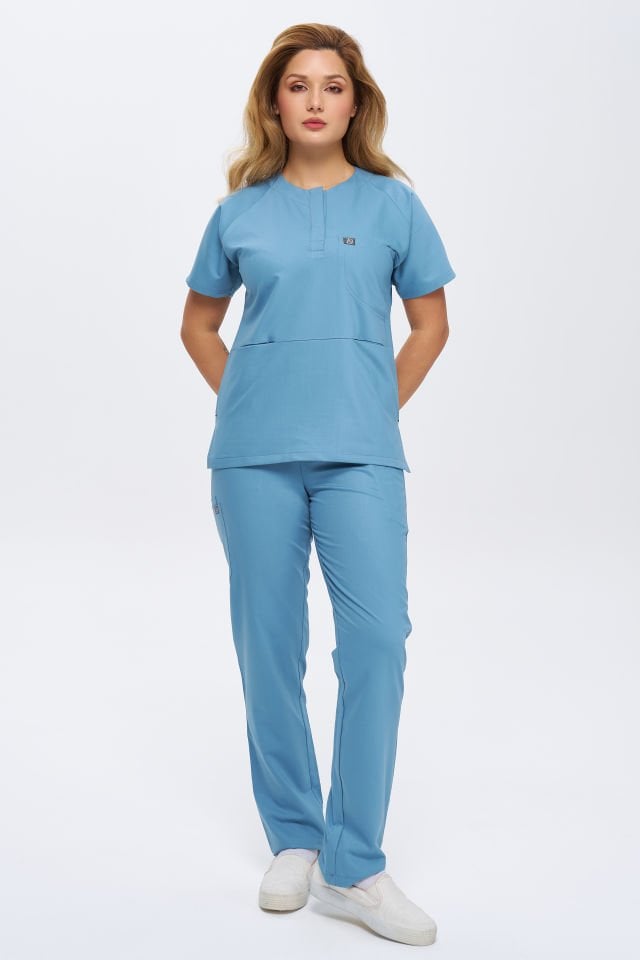 920 Açık Mavi Bisiklet Yaka Lİkralı Viscon Takım (Pantolon Kargo Cep)