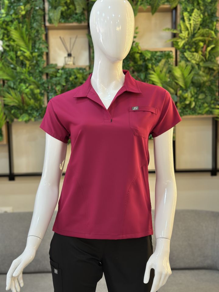 910 Vişne Rengi Gömlek Yaka Gizli Cepli Tek Üst