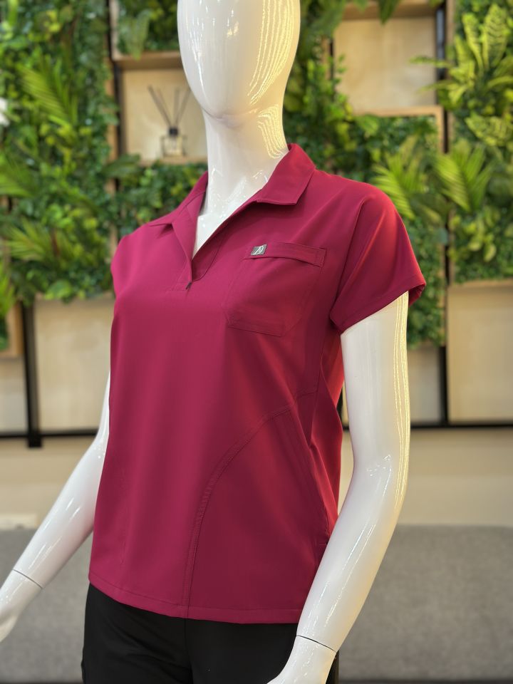 910 Vişne Rengi Gömlek Yaka Gizli Cepli Tek Üst