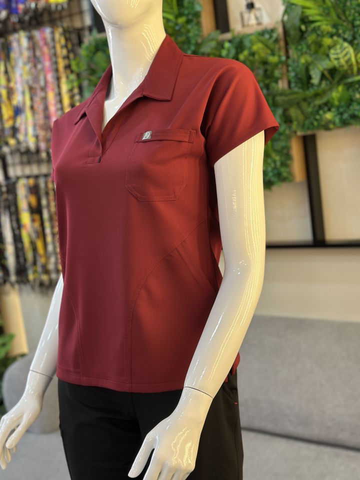 910 Bordo Gömlek Yaka Gizli Cepli Tek Üst