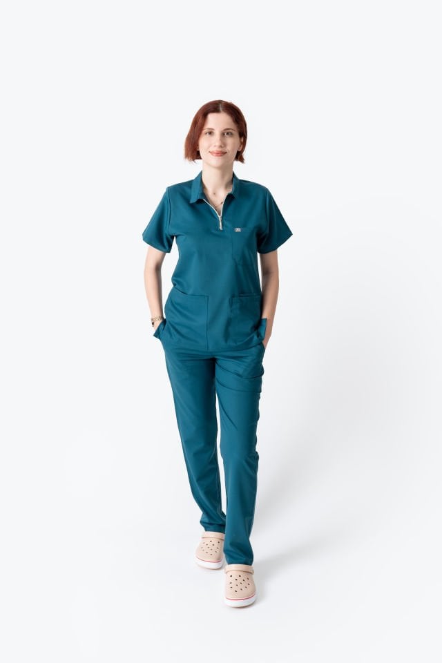 960 Petrol Yeşili Polo Yaka Fermuarlı Takım