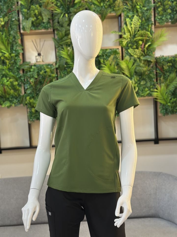 990 Kına Yeşili V Yaka Tek Üst