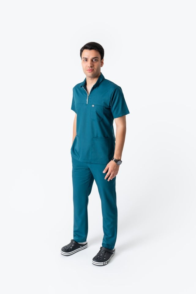 960 Petrol Yeşili Polo Yaka Fermuarlı Takım