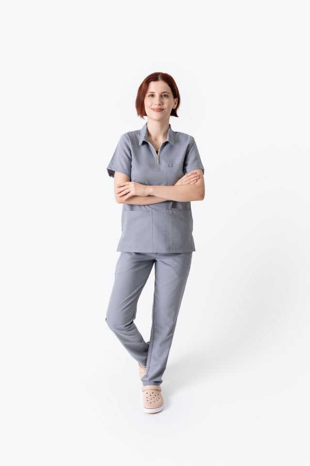 960 Açık Gri Polo Yaka Fermuarlı Takım