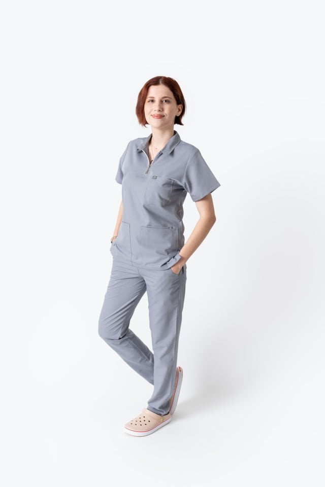 960 Açık Gri Polo Yaka Fermuarlı Takım