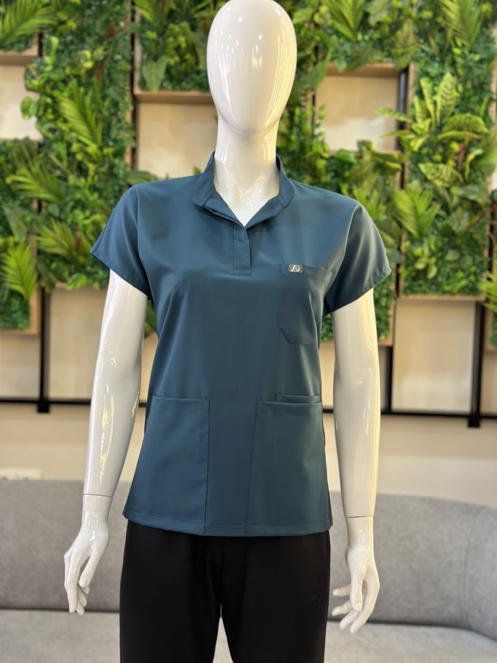 940 Petrol Yeşili Hakim Yaka Gizli Çıtçıtlı Tek Üst