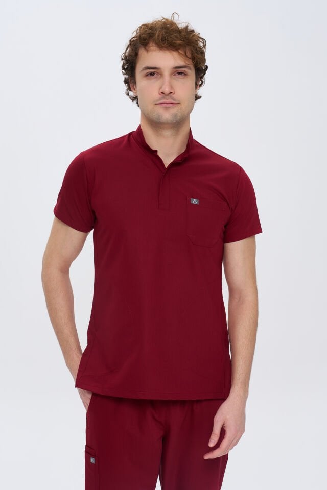 980 Bordo Gizli Çııtlı Gizli Cepli Likralı Viscon Tek Üst