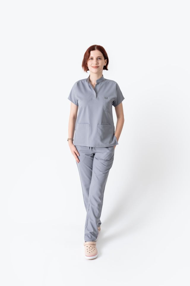 940 Açık Gri Hakim Yaka Gizli Çıtçıtlı Takım