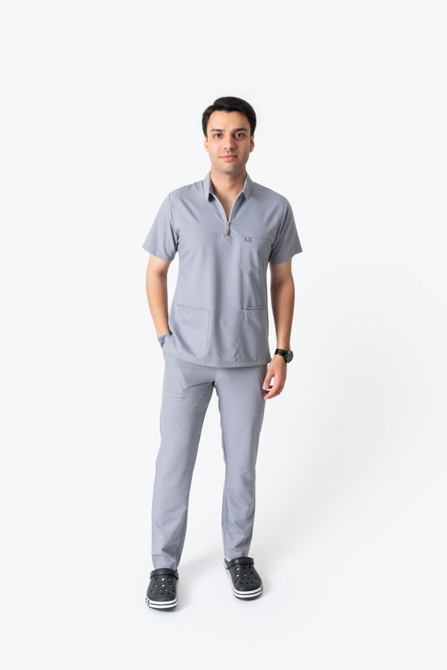 960 Açık Gri Polo Yaka Fermuarlı Takım