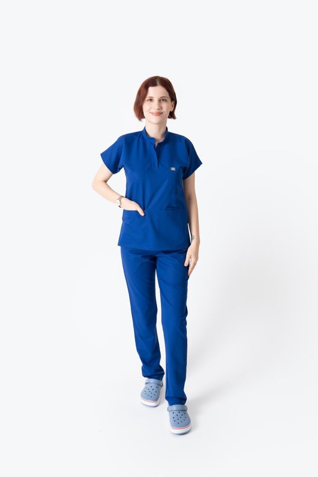 940 Saks Mavisi Hakim Yaka Gizli Çıtçıtlı Takım