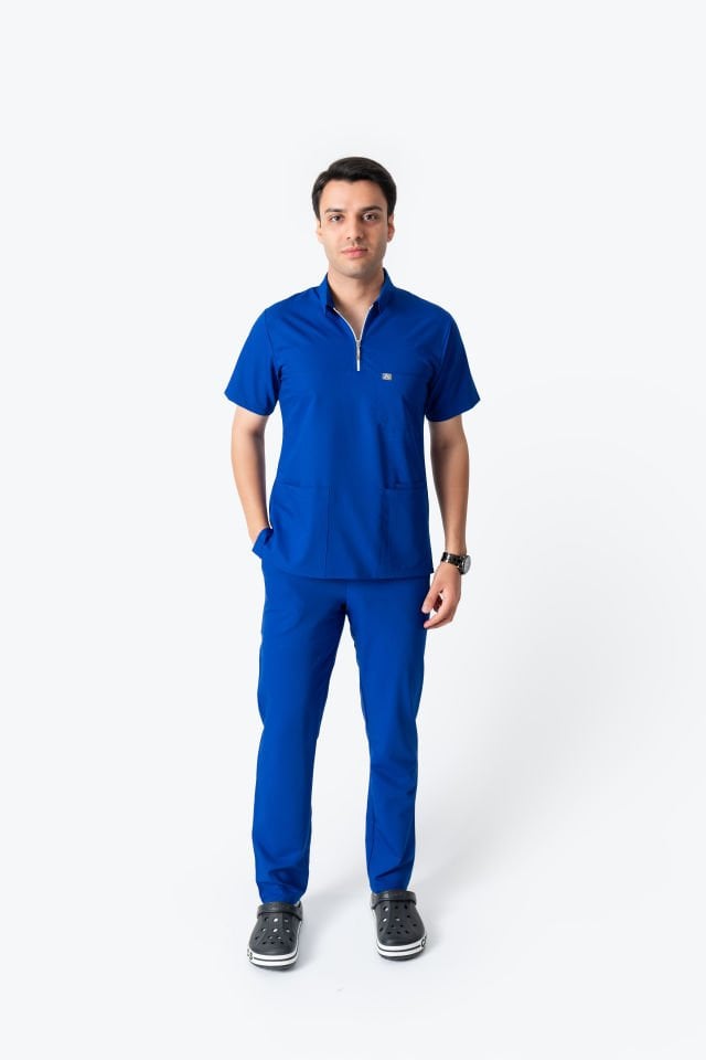 960 Saks Mavisi Polo Yaka Fermuarlı Takım