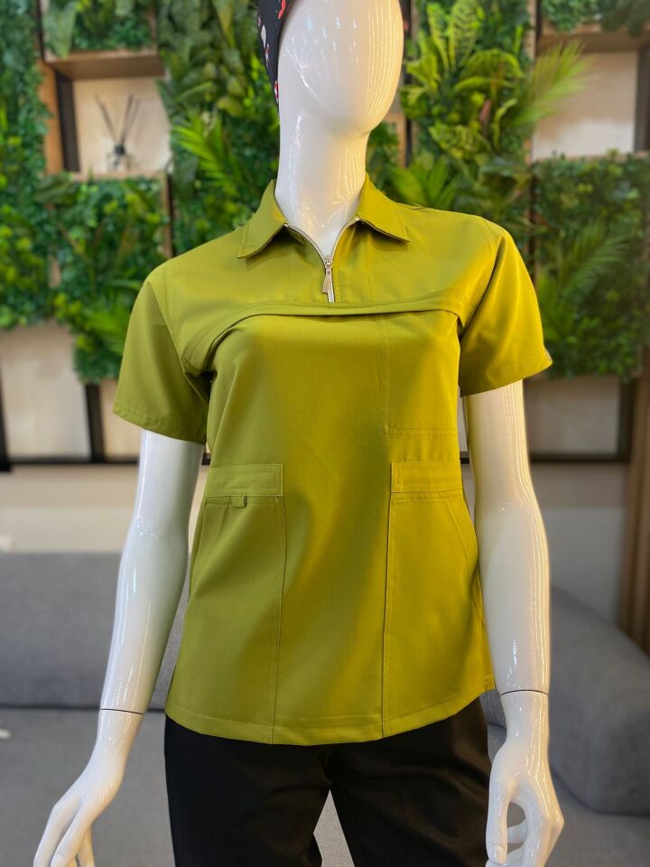 520 Efnan Serisi  Yağ Yeşil Likralı Viscon Tek Üst