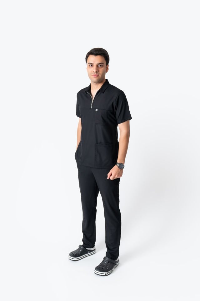 960 Siyah Polo Yaka Fermuarlı Takım