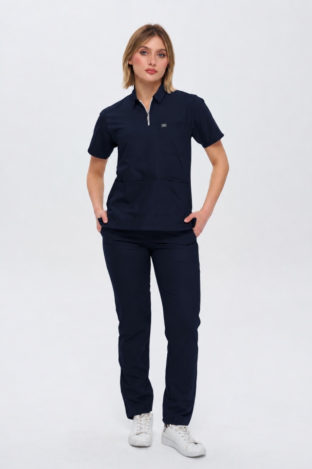 960 Lacivert Polo Yaka Fermuarlı Takım