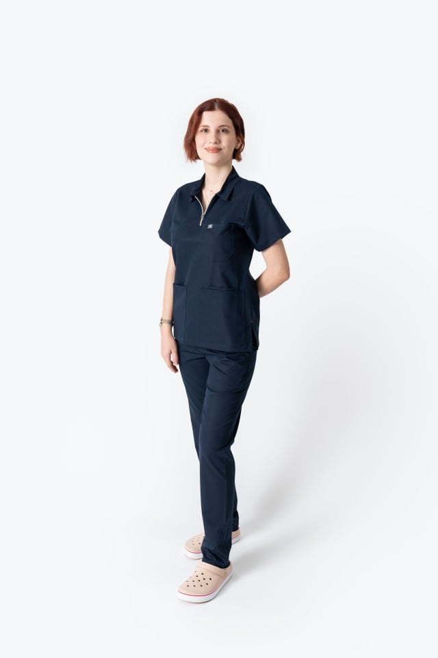 960 Lacivert Polo Yaka Fermuarlı Takım