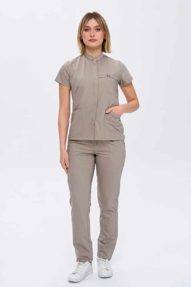 930 Vizon Gizli Çıtçıtlı Likralı Viscon Takım(Pantolon Kargo Cep)