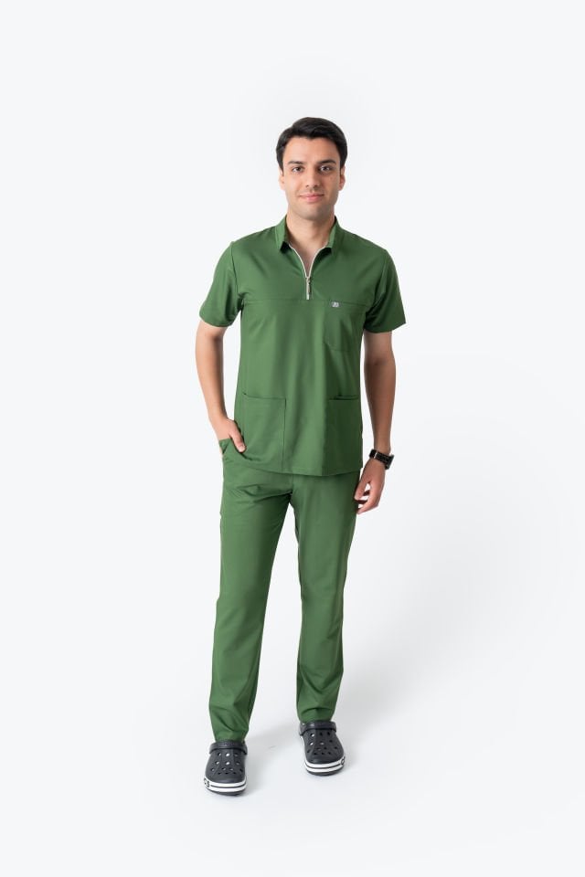 960 Kına Yeşili Polo Yaka Fermurlı Takım