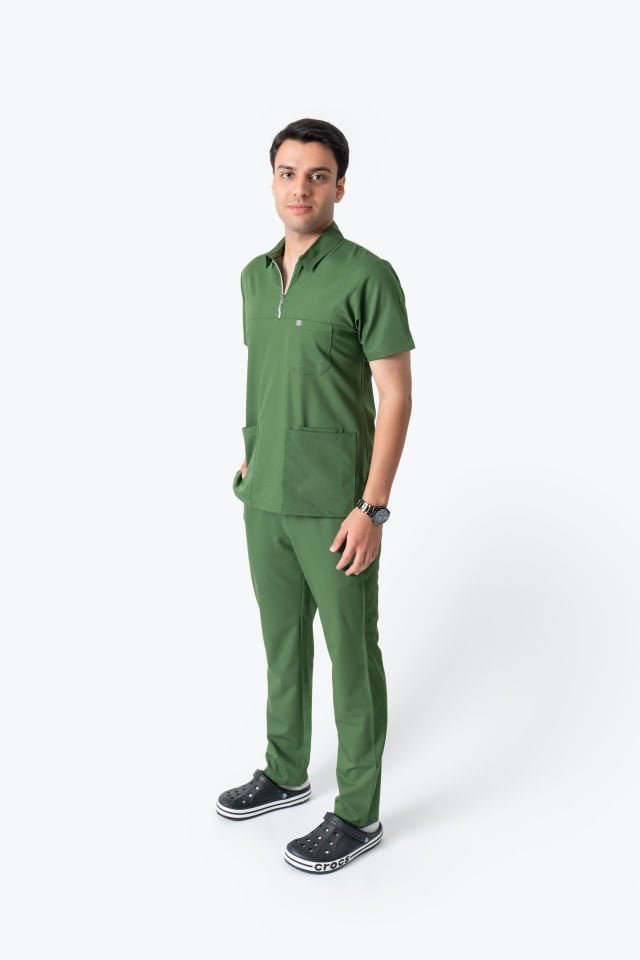 960 Kına Yeşili Polo Yaka Fermurlı Takım