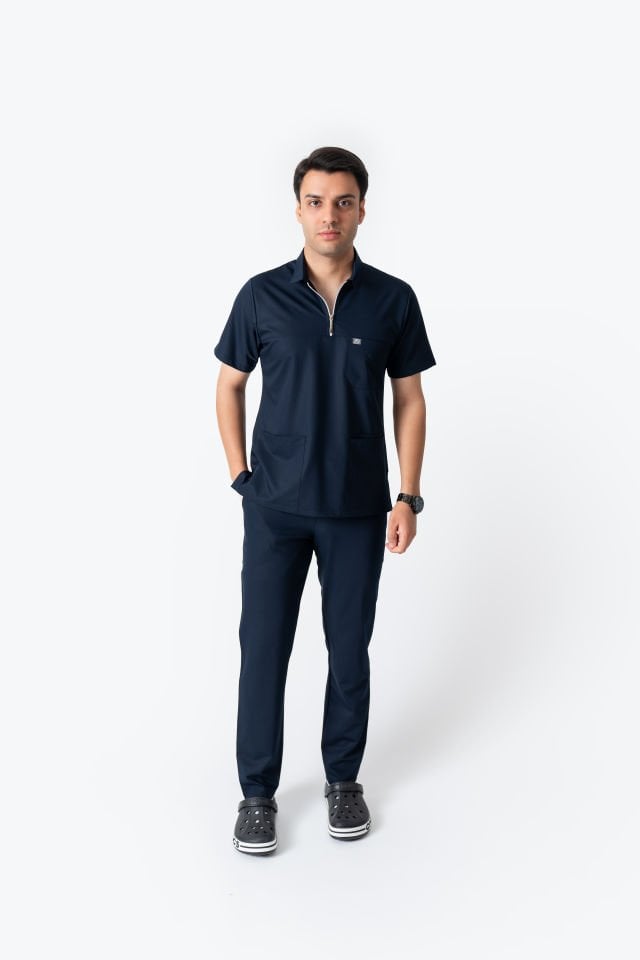 960 Lacivert Polo Yaka Fermuarlı Takım