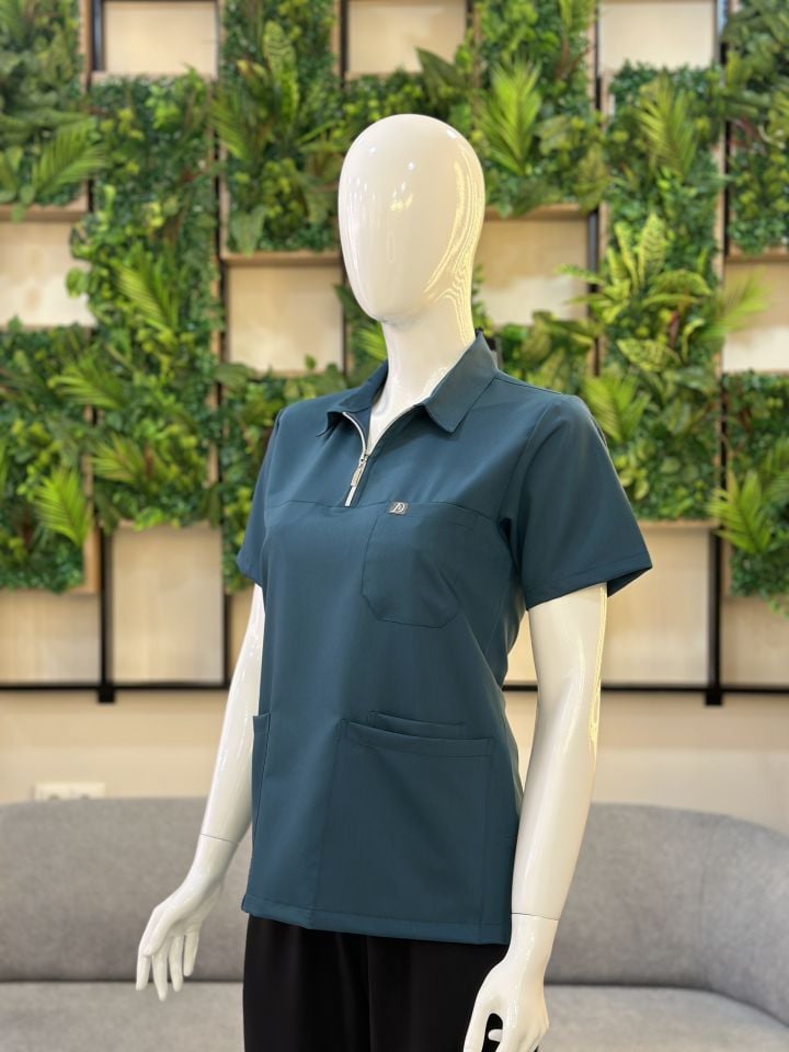 960 Petrol Yeşili Polo Yaka Fermuarlı Tek Üst