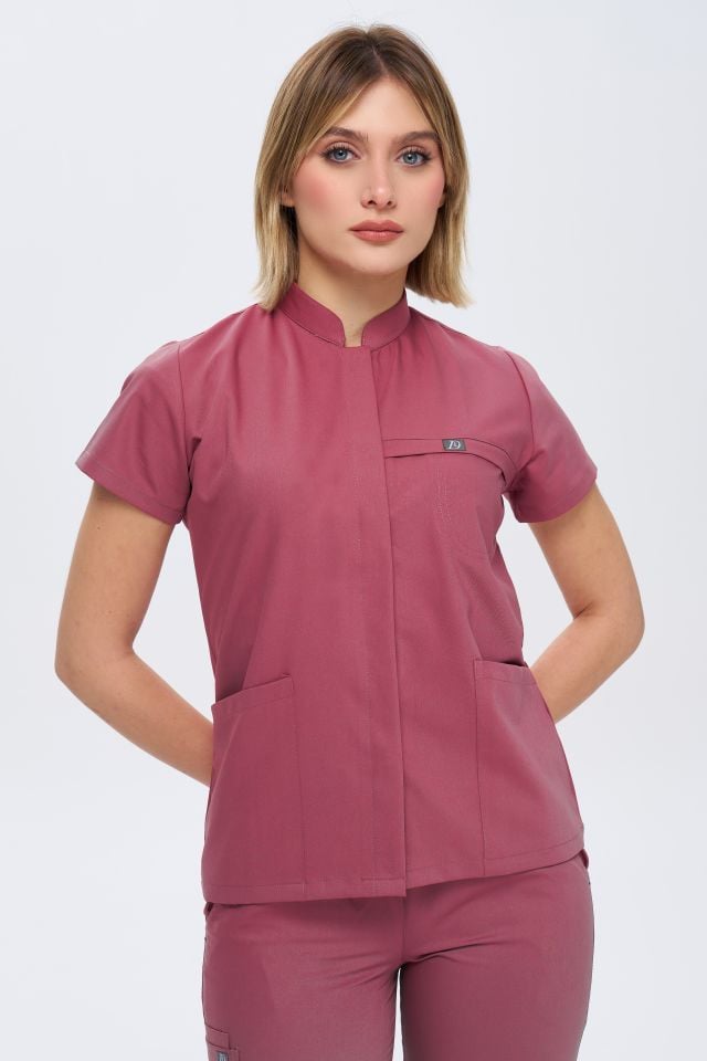 930 Gül Kurusu Gizli Çıtçıtlı Likralı Viscon Takım(Pantolon Kargo Cep)