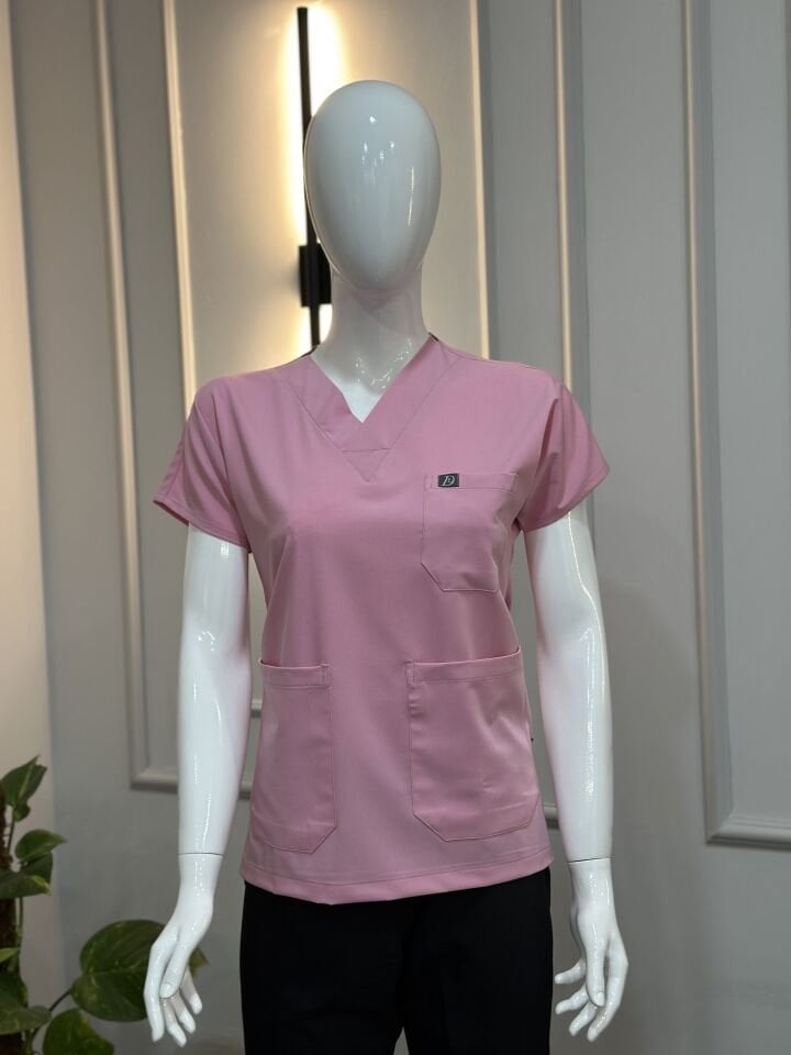 925 Pembe Likralı Viskon Tek Üst