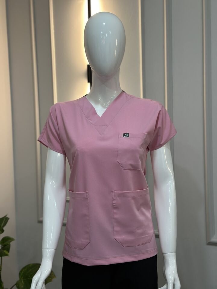 925 Pembe Likralı Viskon Tek Üst