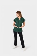 925 Koyu Yeşil Likralı Viscon Tek Üst