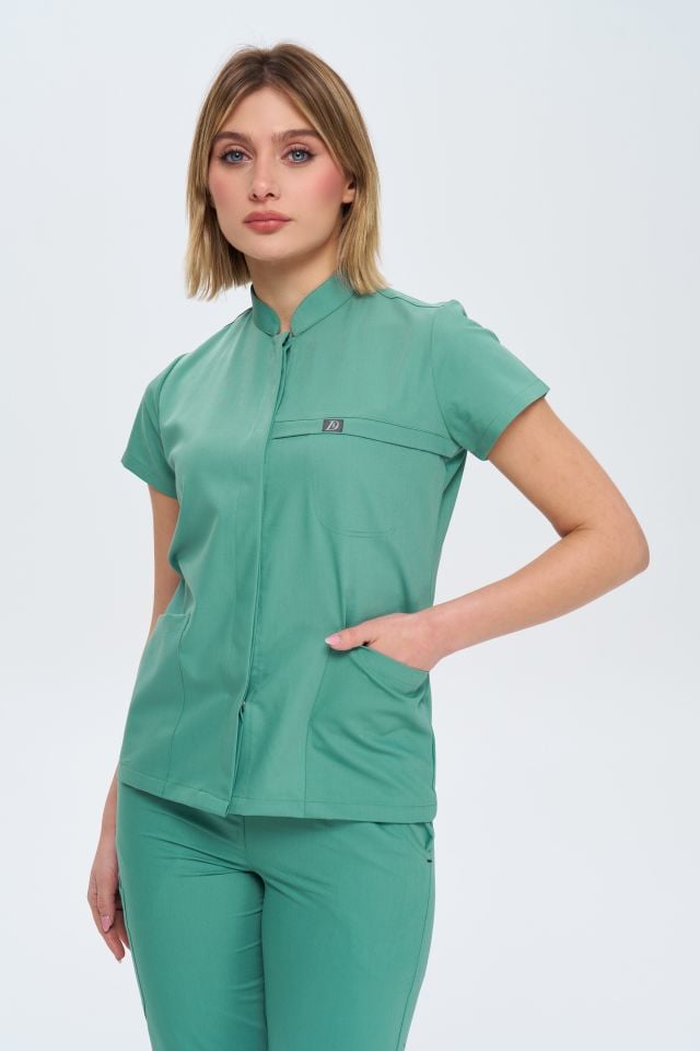 930 Küf Yeşil Gizli Çıtçıtlı Likralı Viscon Takım(Pantolon Kargo Cep)